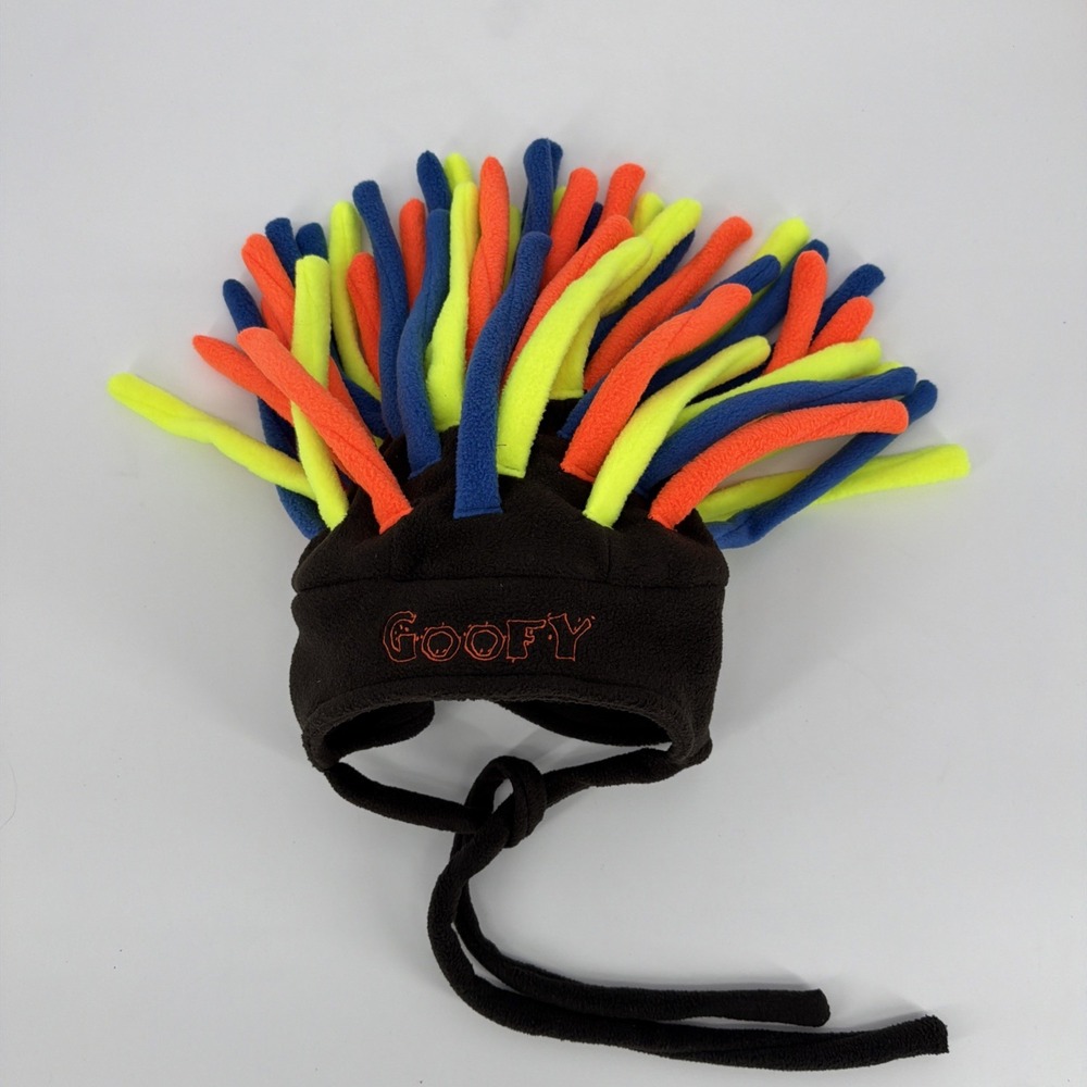 Vintage Y2K Goofy multicolor dreadlock fleece beanie hat adult Disneyland Resort